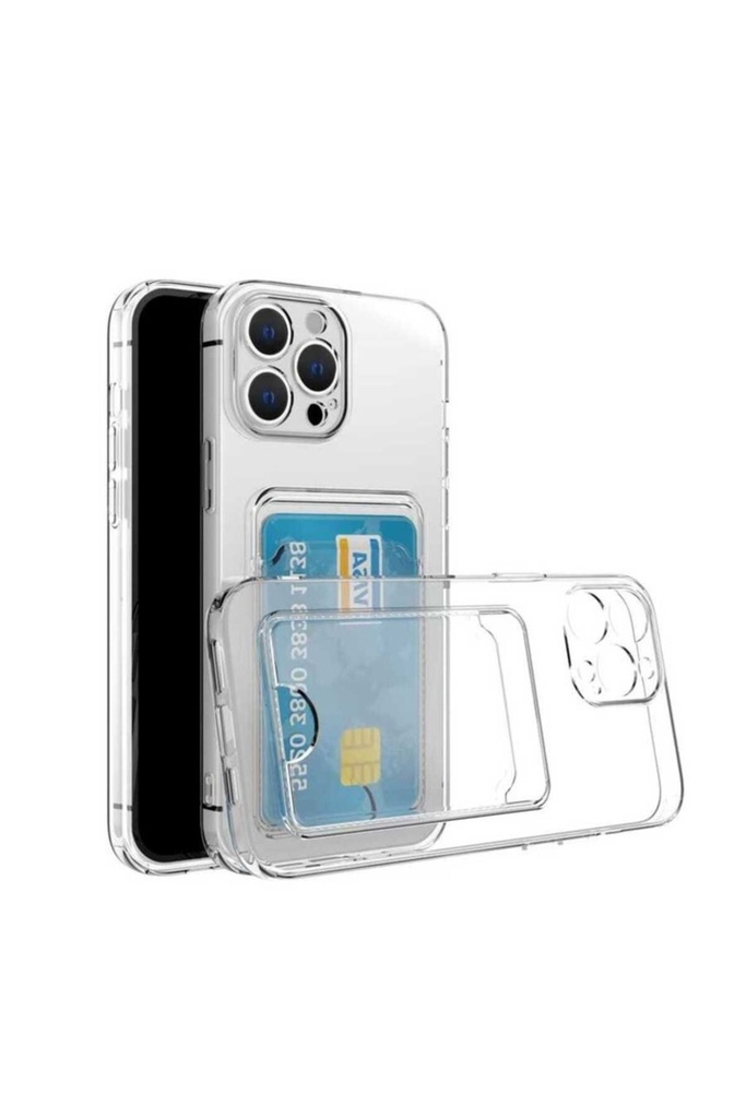 Apple iPhone 12 Pro Max Uyumlu Kılıf Kartlıklı Şeffaf Zore Setra Clear Silikon Kapak