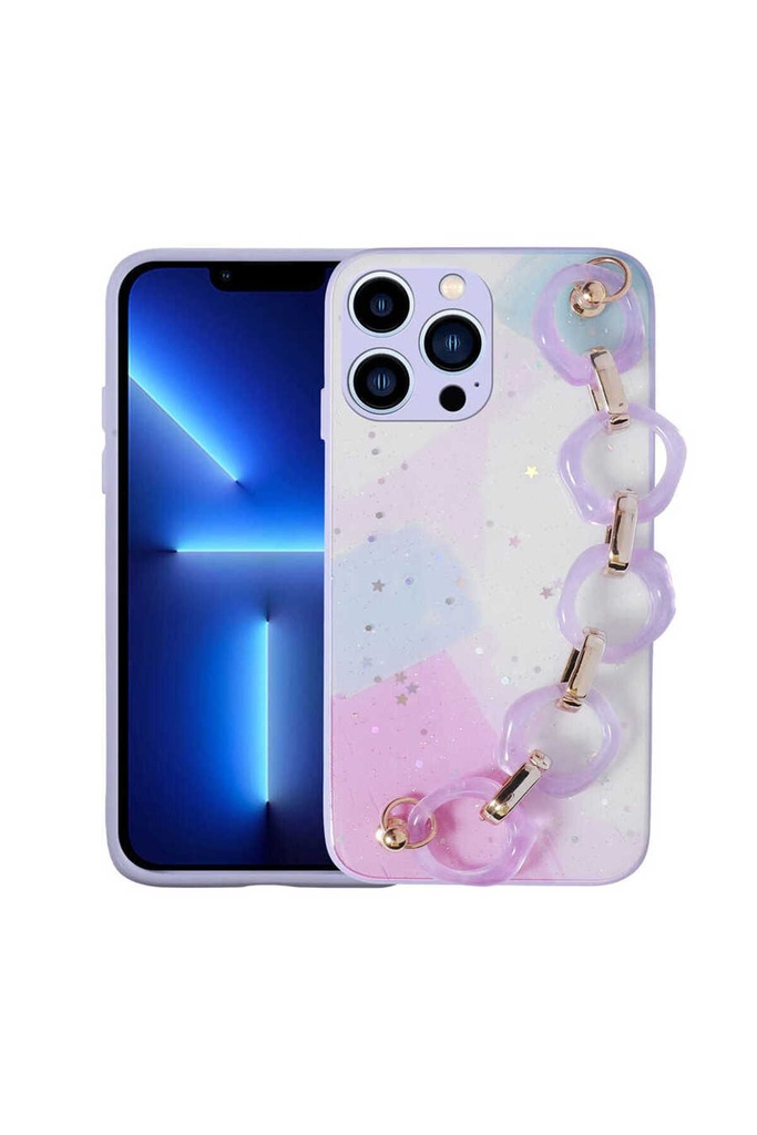 Apple iPhone 13 Pro Uyumlu Kılıf Simli Desenli El Askılı Tutacaklı Zore Elsa Silikon Kapak