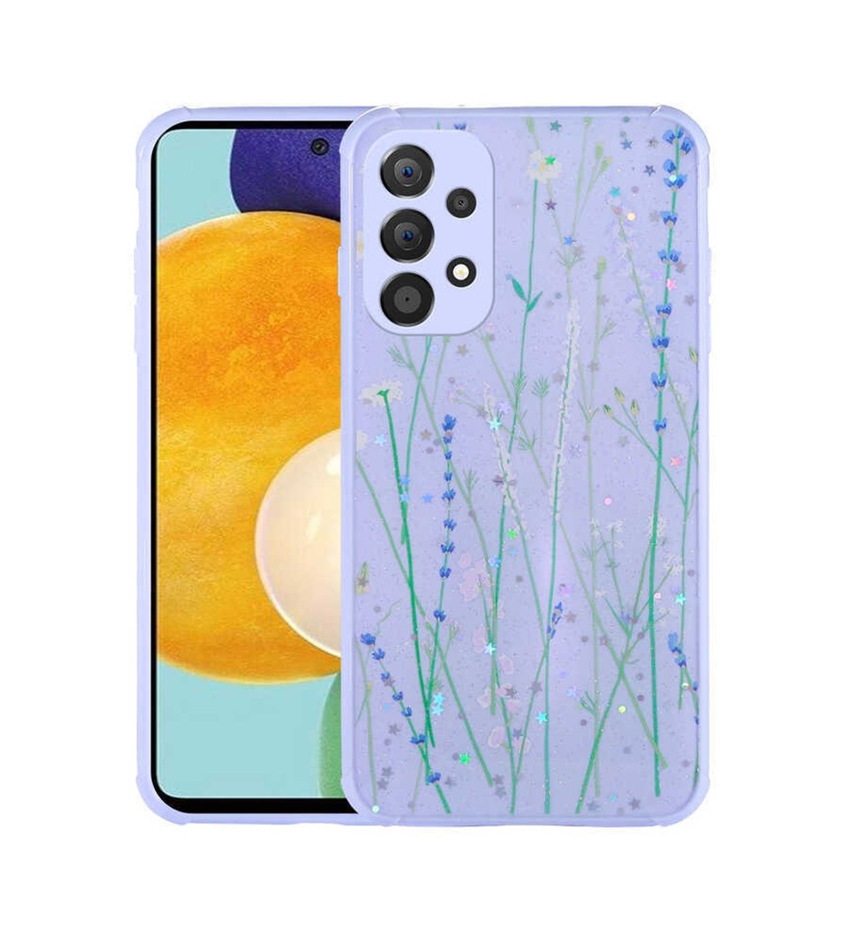 Samsung Galaxy A52 Uyumlu Kılıf Simli Desenli Kamera Korumalı Parlak Zore Popy Kapak