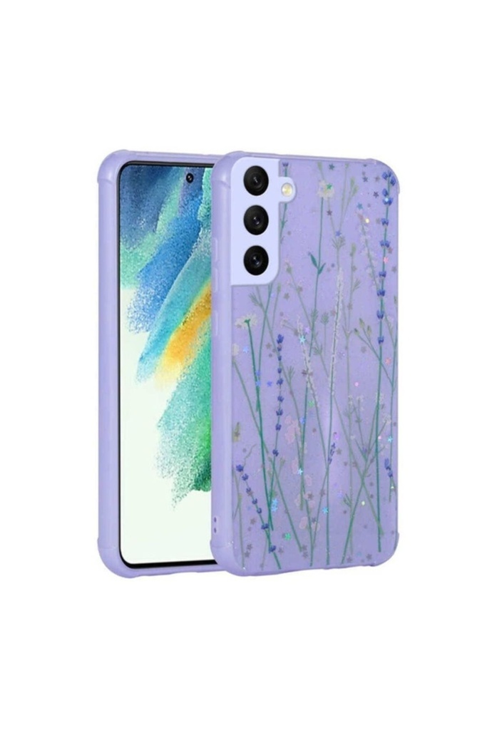 Samsung Galaxy S21 FE Uyumlu Kılıf Simli Desenli Kamera Korumalı Parlak Zore Popy Kapak