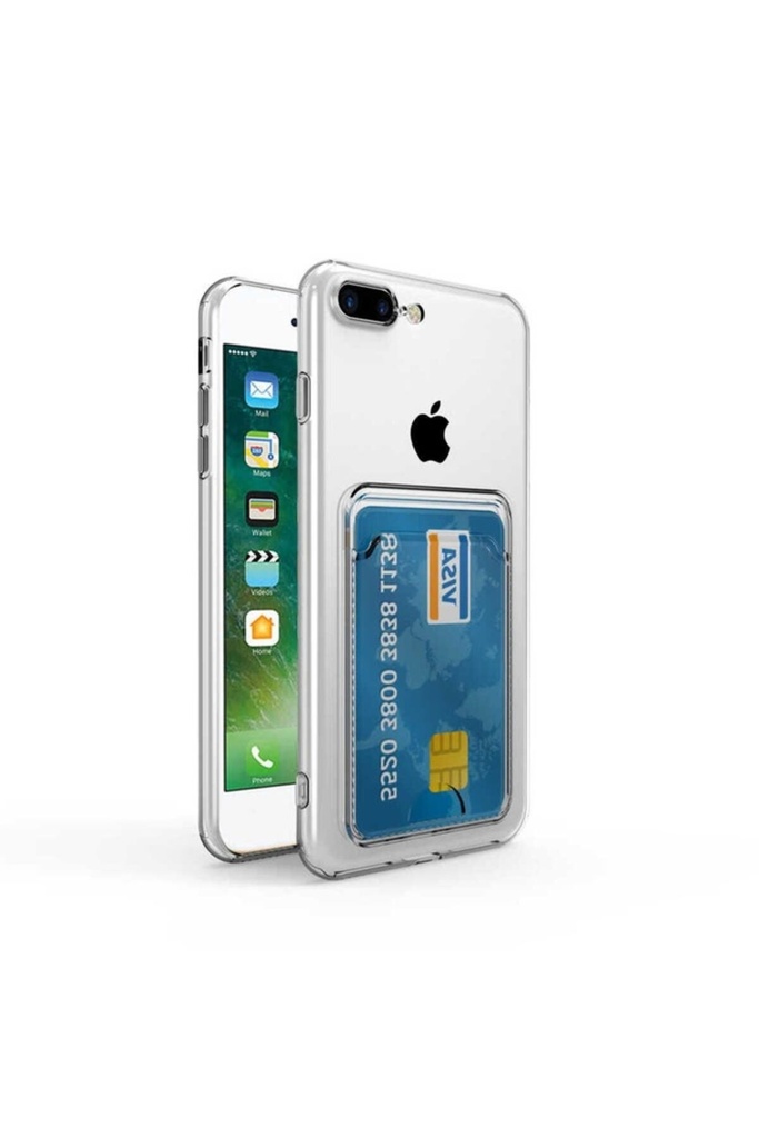 Apple iPhone 7 Plus Uyumlu Kılıf Kartlıklı Şeffaf Zore Setra Clear Silikon Kapak
