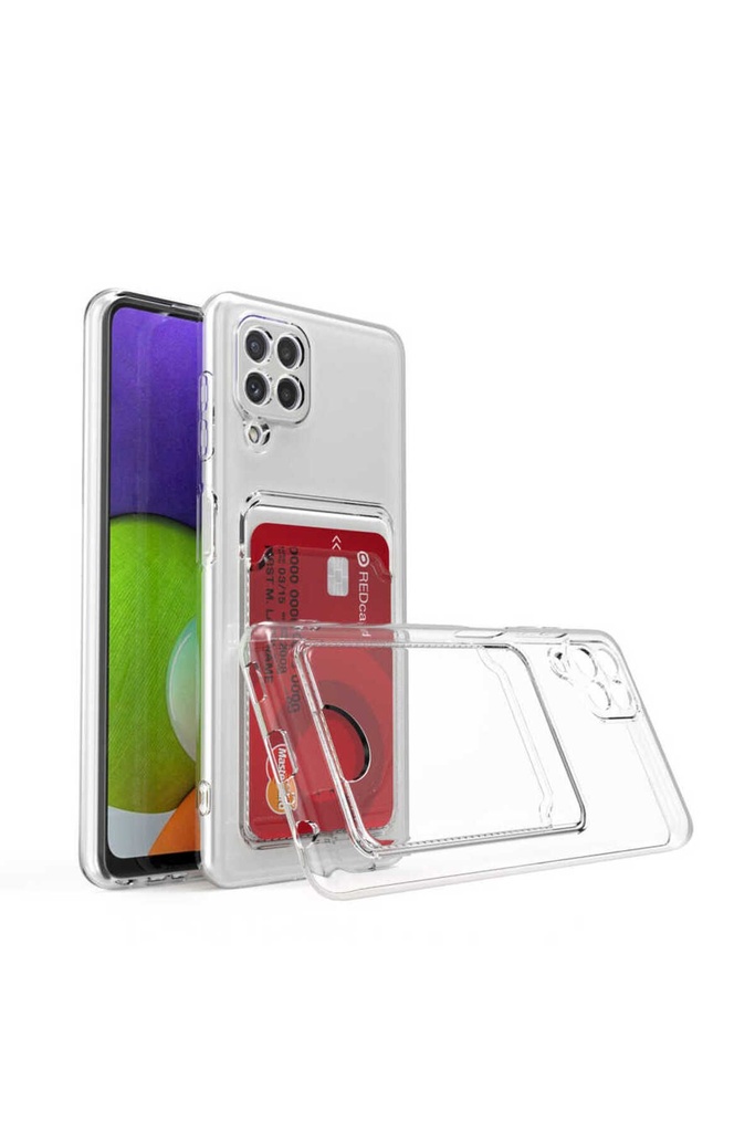 Samsung Galaxy M32 Uyumlu Kılıf Kartlıklı Şeffaf Zore Setra Clear Silikon Kapak