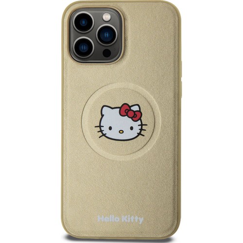 Apple iPhone 15 Pro Max Uyumlu Kılıf Hello Kitty Orjinal Lisanslı M-safe Şarj Özellikli Kitty Head Deri Kapak