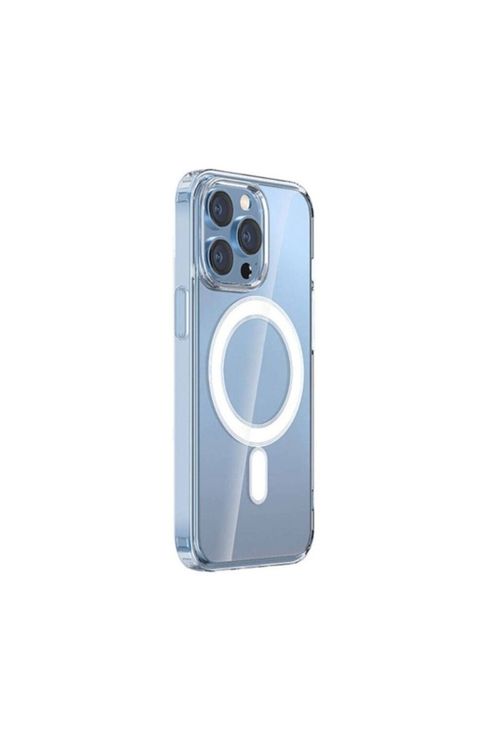 Apple iPhone 15 Pro Max Uyumlu Kılıf M-safe Şarj Özellikli Şeffaf Sert PC Zore Embos Kapak