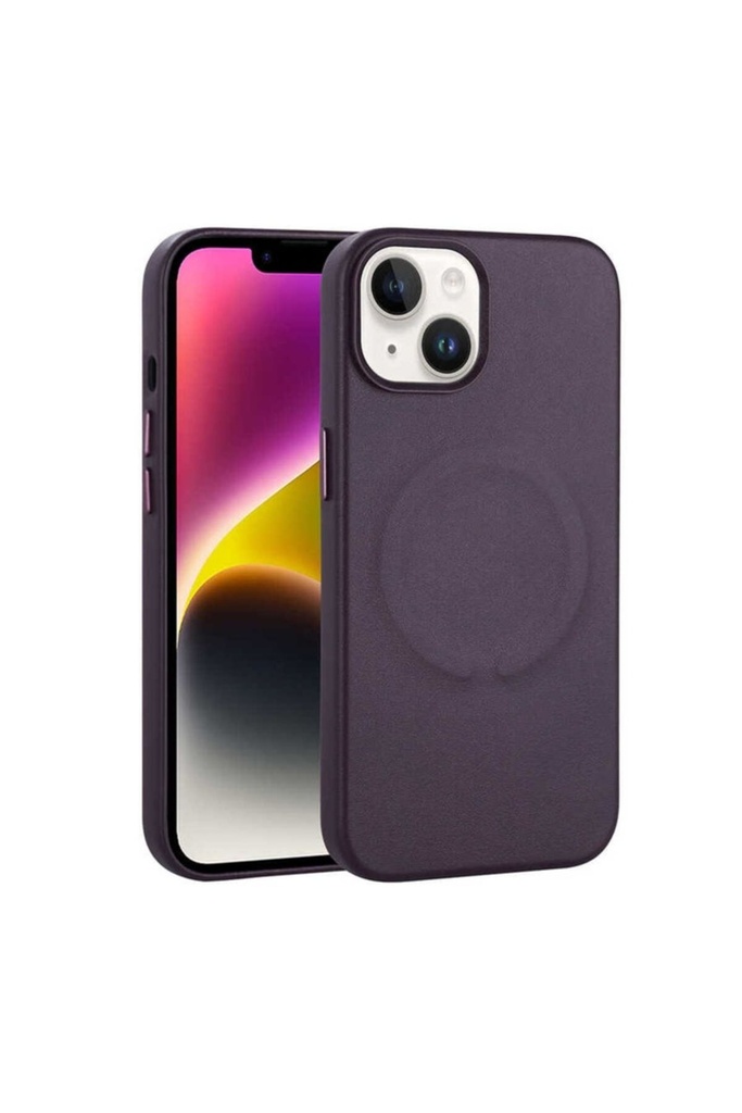Apple iPhone 14 Uyumlu Kılıf PU Deri M-safe Wireless Şarj Özellikli Zore Derix Kapak