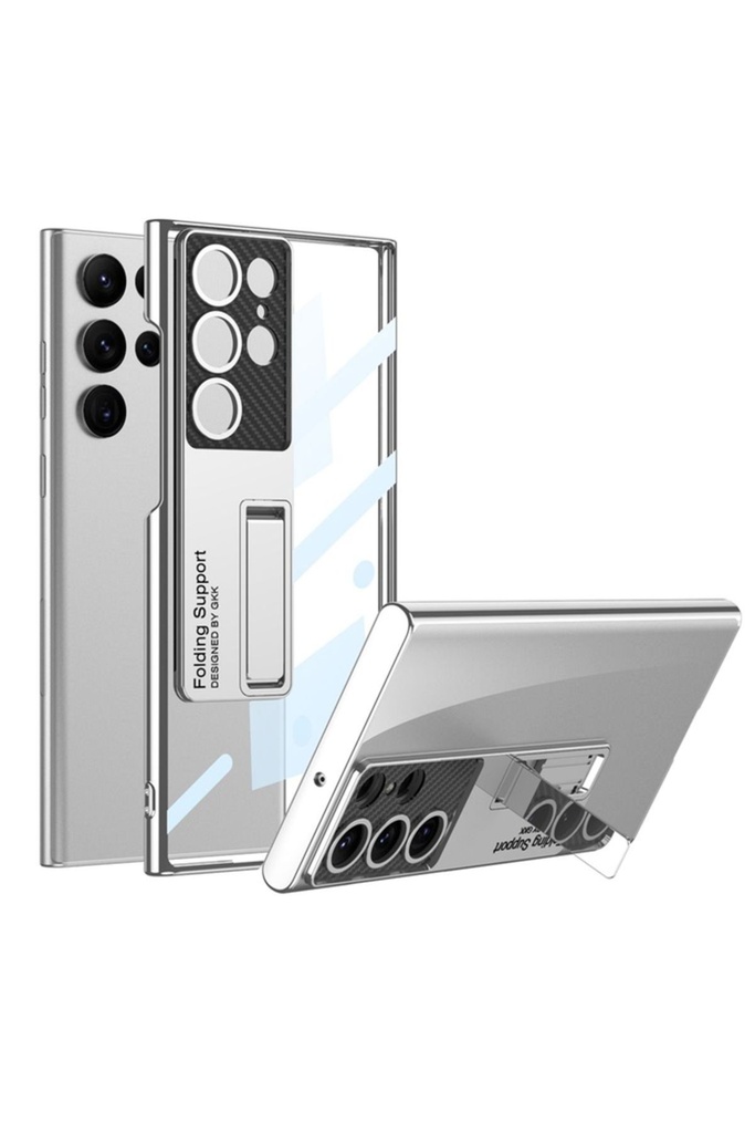 Samsung Galaxy S23 Ultra Uyumlu Kılıf Kamera Korumalı Şeffaf Tasarımlı Zore Lego Standlı Kapak