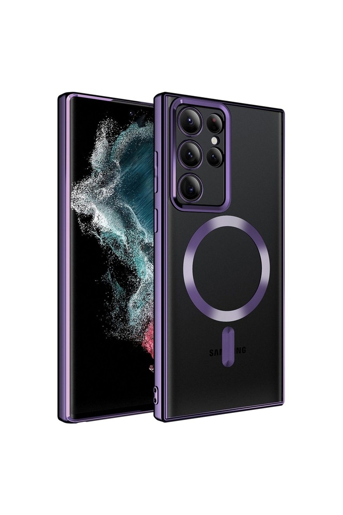 Samsung Galaxy S22 Ultra Uyumlu Kılıf M-safe Wireless Şarj Özellikli Zore Setro Silikon