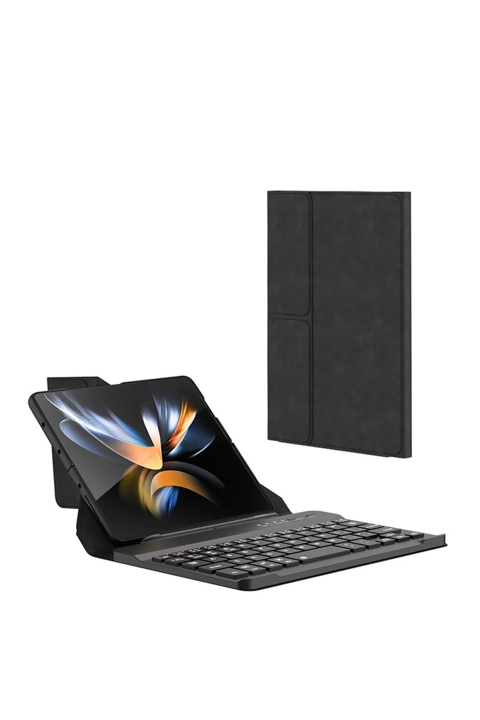 Samsung Galaxy Z Fold 2 Uyumlu Kılıf Standlı Klavyeli Kalem Bölmeli Zore Kıpta Klavyeli Kılıf
