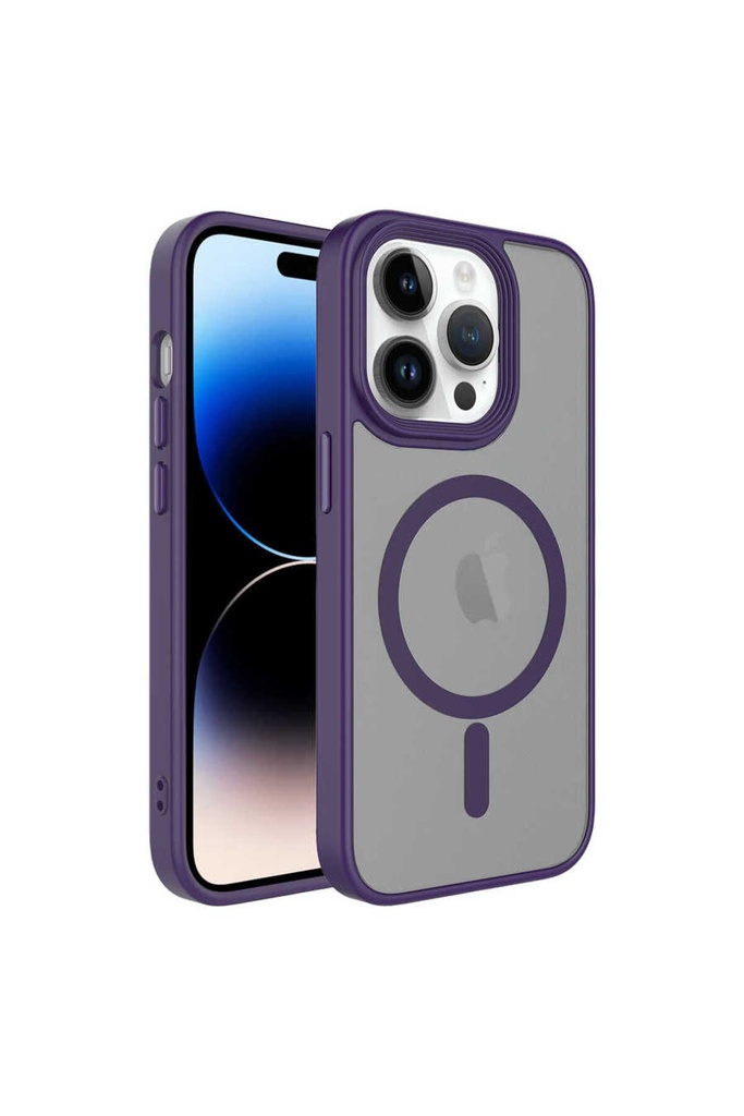 Apple iPhone 12 Pro Max Uyumlu Kılıf Mat Arka Yüzey Wireless Şarj Özellikli Zore Flet M-safe Kapak