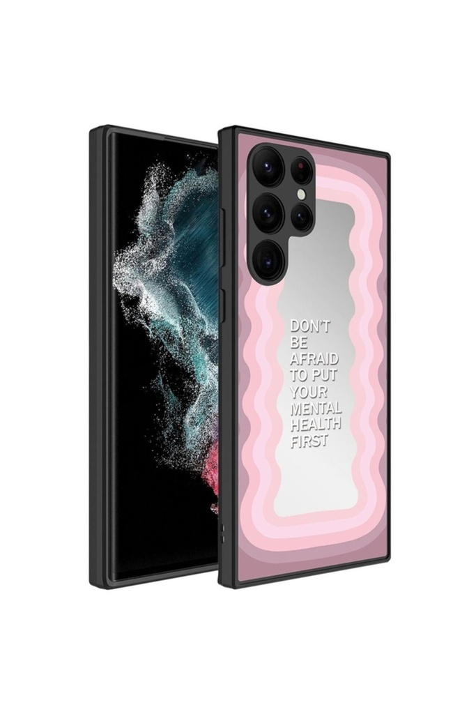 Samsung Galaxy S23 Ultra Uyumlu Kılıf Aynalı Desenli Kamera Korumalı Parlak Zore Mirror Kapak