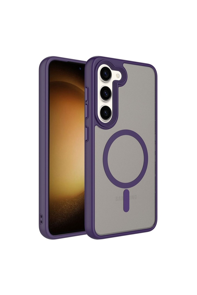 Samsung Galaxy S23 Uyumlu Kılıf Mat Arka Yüzey Wireless Şarj Özellikli Zore Flet M-safe Kapak