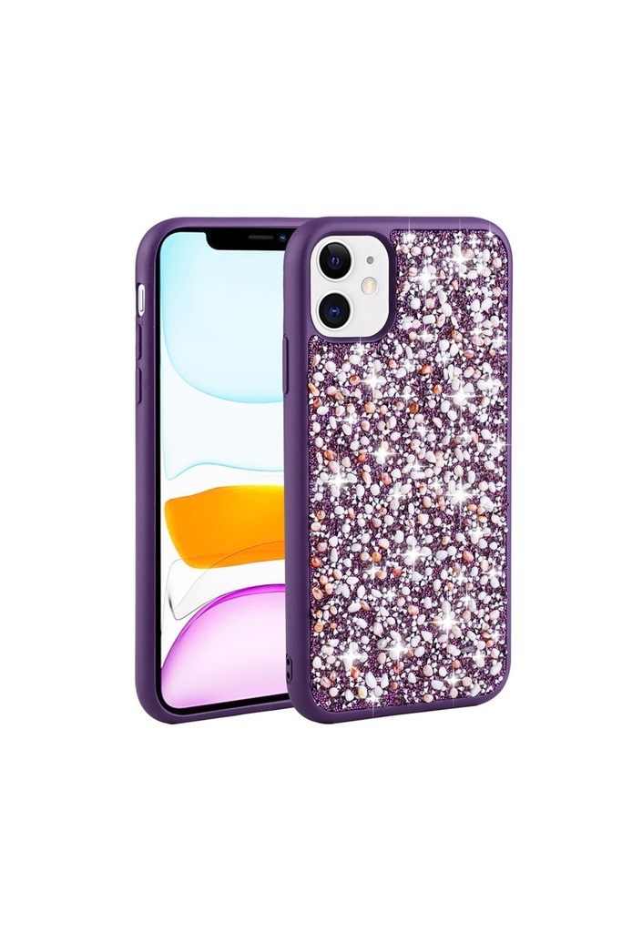 Apple iPhone 12 Uyumlu Kılıf Parlak Taşlı Tasarım Zore Linea Kapak