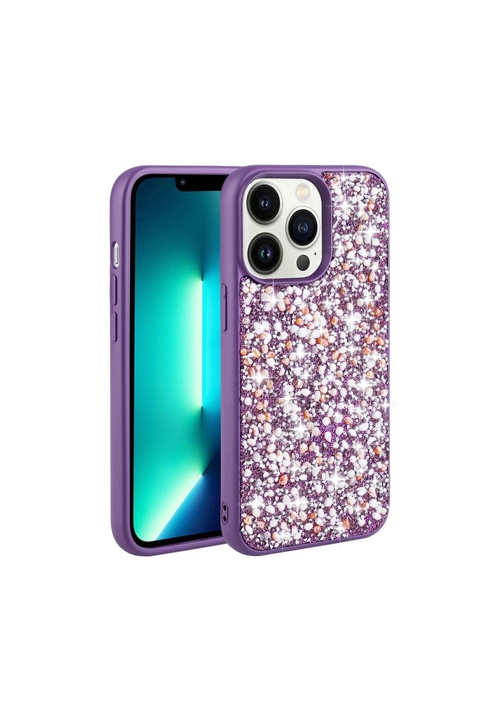 Apple iPhone 12 Pro Max Uyumlu Kılıf Parlak Taşlı Tasarım Zore Linea Kapak