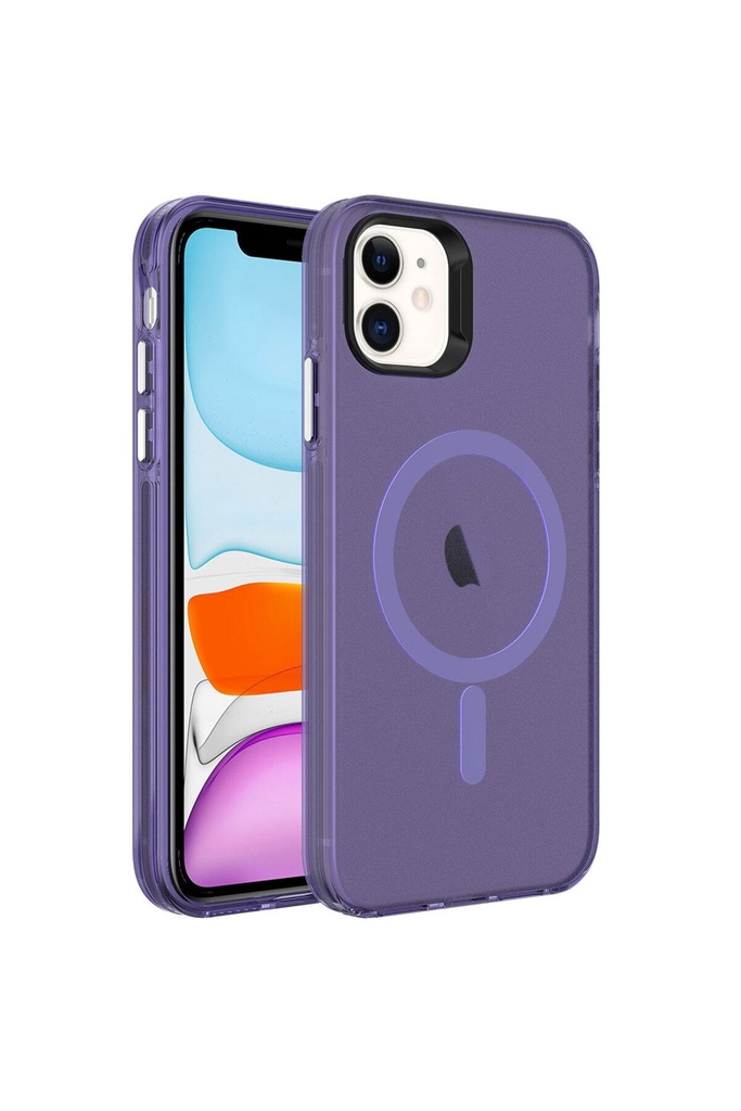 Apple iPhone 11 Uyumlu Kılıf Zore M-safe Şarj Özellikli Buzlu Transparan C-Pro Sert Kapak