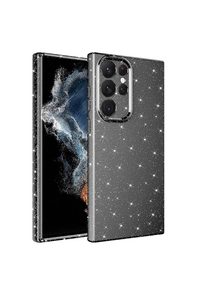 Samsung Galaxy S22 Ultra Uyumlu Kılıf Kamera Korumalı Simli Lüks Zore Koton Kapak