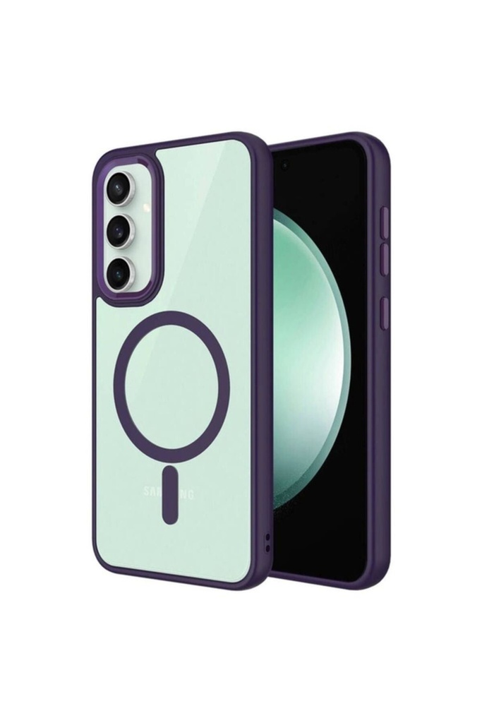 Samsung Galaxy S23 FE Uyumlu Kılıf Wireless Şarj Özellikli Zore Krom M-safe Silikon Kapak