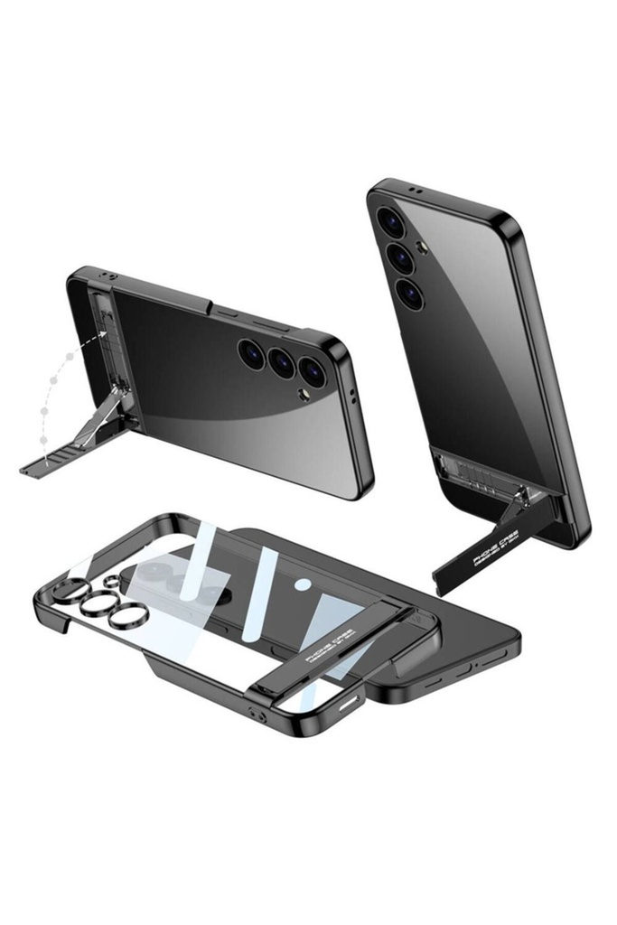 Samsung Galaxy S24 Uyumlu Kılıf Zore Kamera Korumalı Şeffaf Dikey Standlı Ays Kapak
