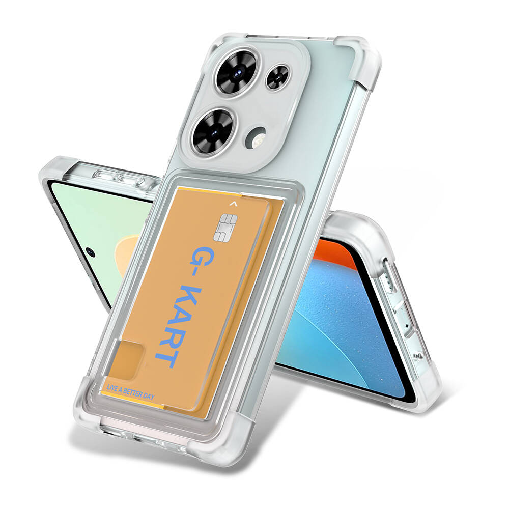 Xiaomi Redmi Note 13 Pro 4G Uyumlu Kılıf Airbag Tasarımlı Şeffaf Kartlıklı Zore G-Kart Kapak