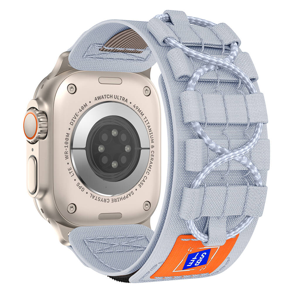 Apple Watch Ultra 49mm Uyumlu Kordon Hasır Kumaş Sarmal Örgü Zore KRD-99 Kayış