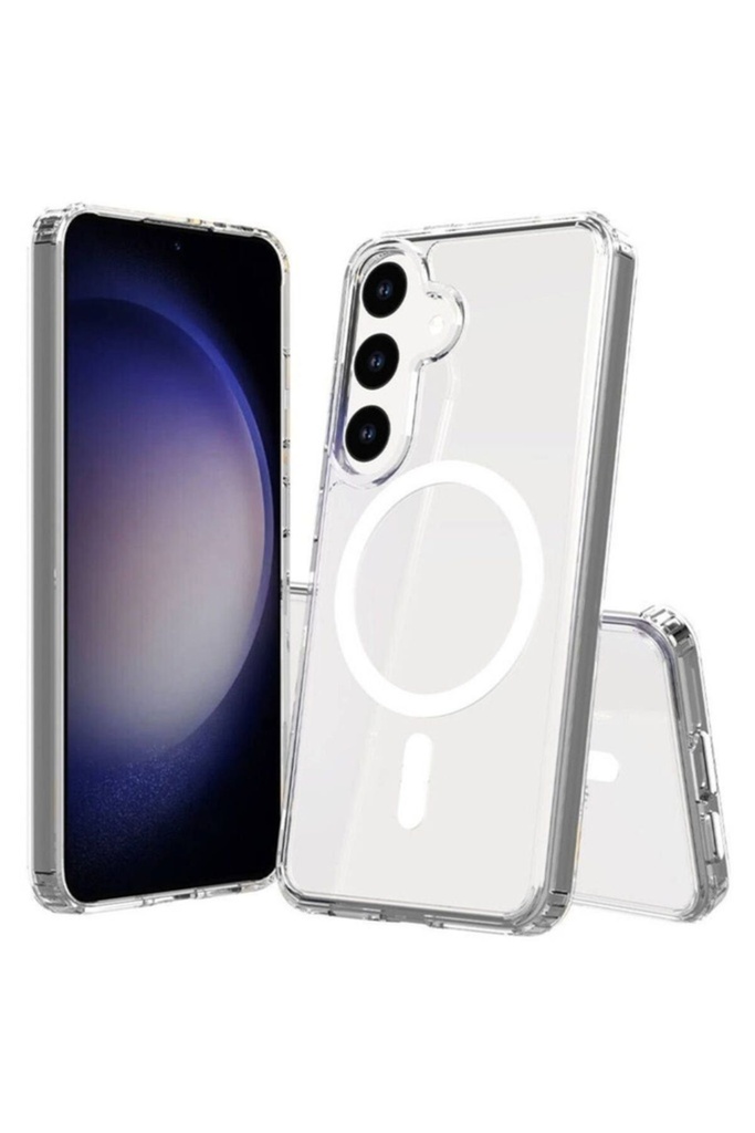 Samsung Galaxy S24 Plus Uyumlu Kılıf M-safe Şarj Özellikli Şeffaf Sert PC Zore Embos Kapak