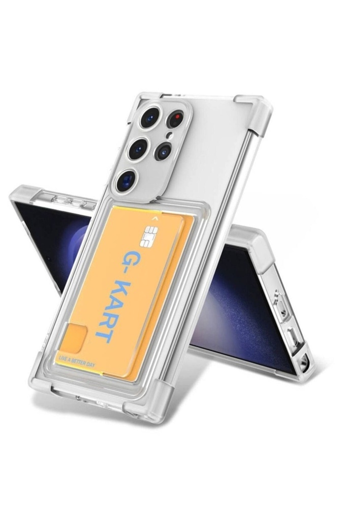 Samsung Galaxy S24 Ultra Uyumlu Kılıf Airbag Tasarımlı Şeffaf Kartlıklı Zore G-Kart Kapak