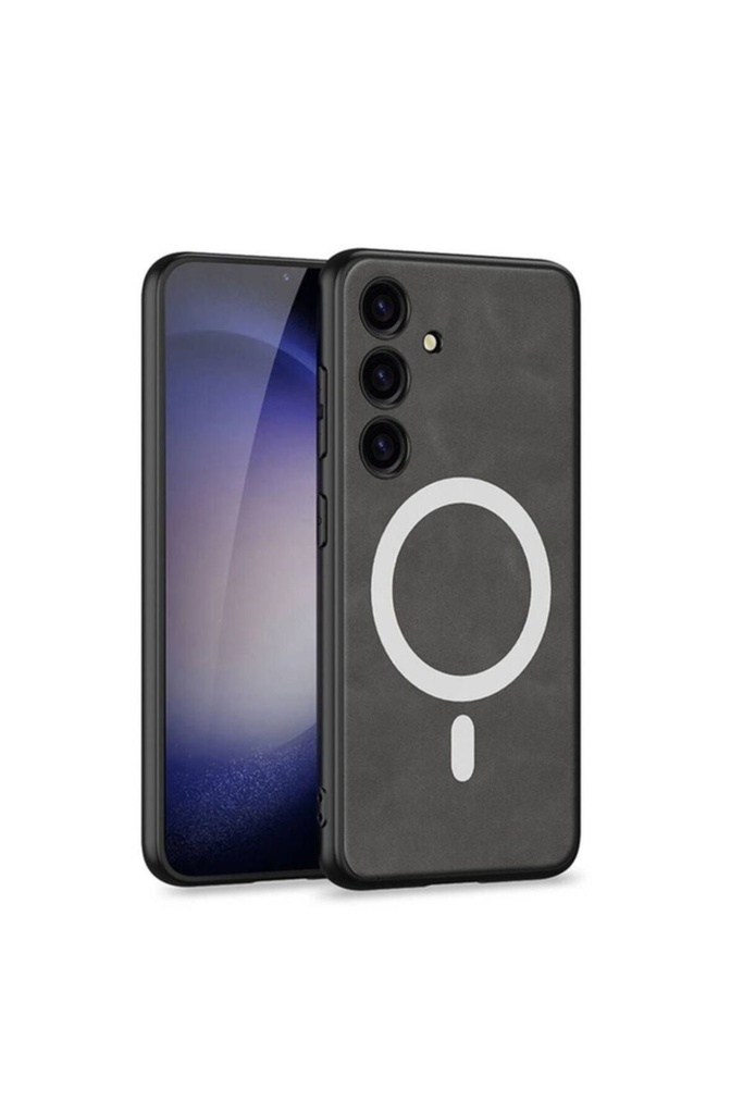 Samsung Galaxy S24 Plus Uyumlu Kılıf M-safe Şarj Özellikli Deri Tasarımlı Zore Kıpta Nubuk Kapak