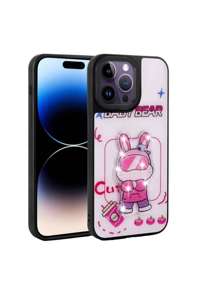 Apple iPhone 14 Pro Max Uyumlu Kılıf Parlayan Kabartmalı İkonik Figürlü Zore Amas Silikon Kapak