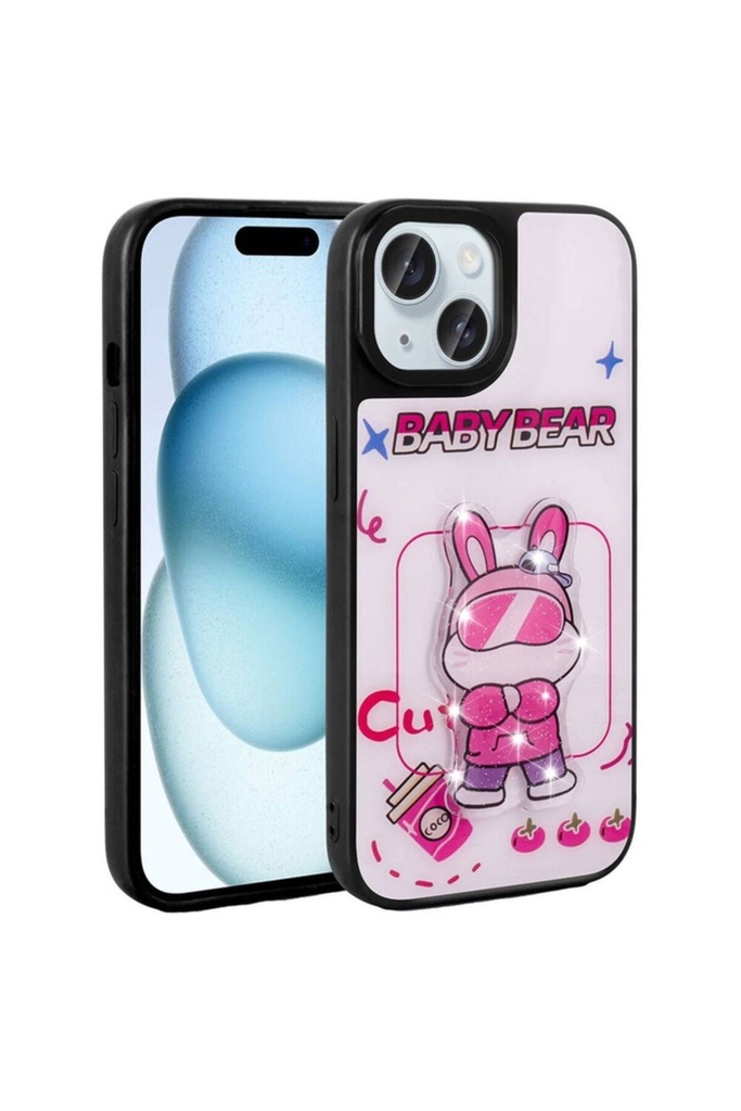 Apple iPhone 13 Uyumlu Kılıf Parlayan Kabartmalı İkonik Figürlü Zore Amas Silikon Kapak