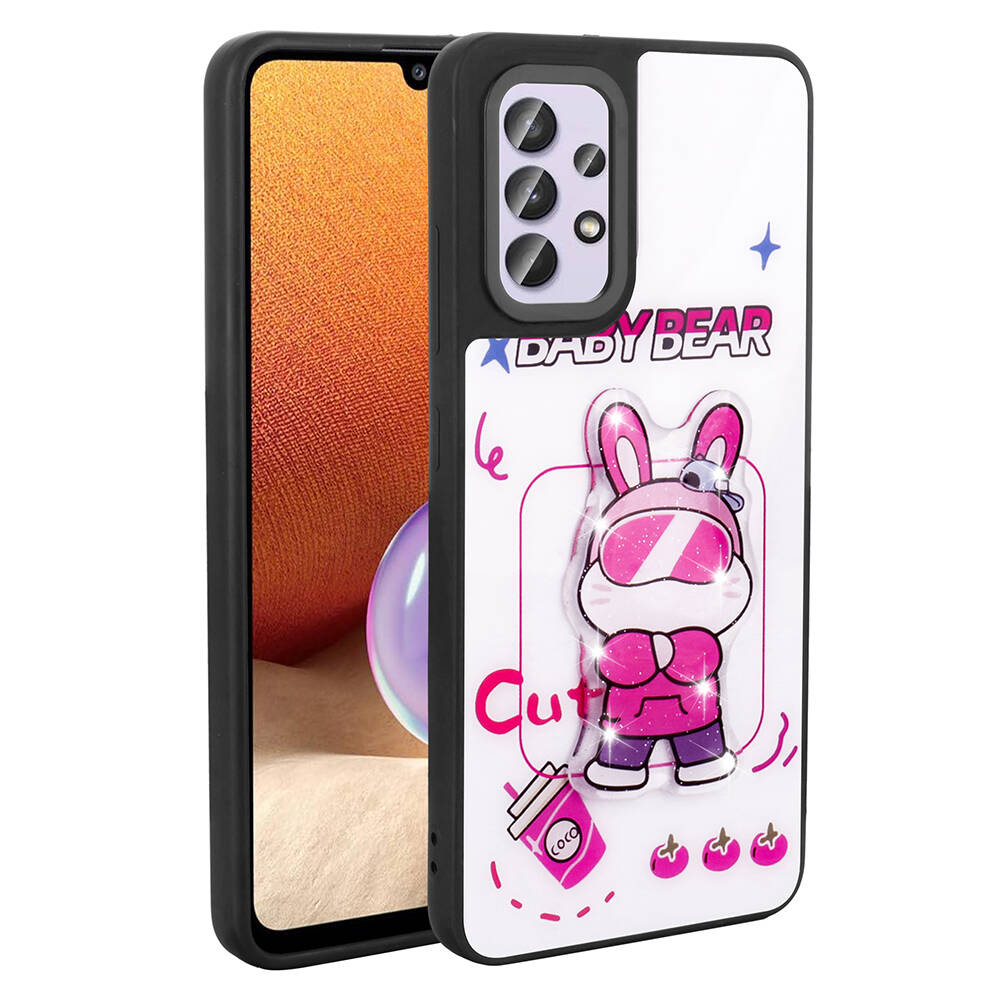 Samsung Galaxy A32 4G Uyumlu Kılıf Parlayan Kabartmalı İkonik Figürlü Zore Amas Silikon Kapak