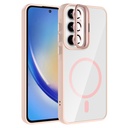 Samsung Galaxy A55 Uyumlu Kılıf Standlı ve Kamera Lens Hediyeli M-Safe Şarj Özellikli Zore Etro Kapak
